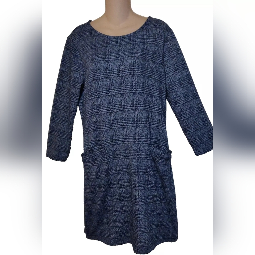 41 Hawthorn Blue & White Dress CAREER Business Interview COMFY Pockets L LARGE